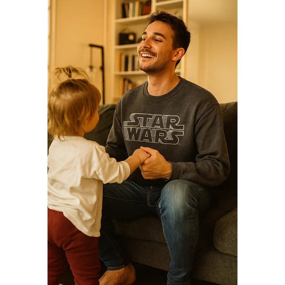 Star Wars Gray Crewneck Sweatshirt With Silver Logo Print Size XL